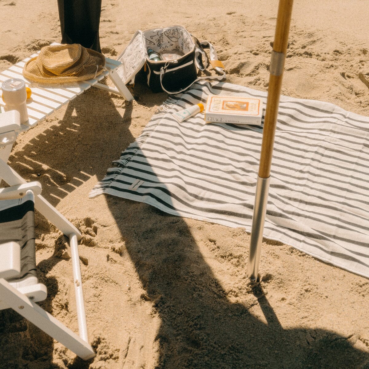 The Beach Towel - Monaco Black Stripe Beach Towel Business & Pleasure Co