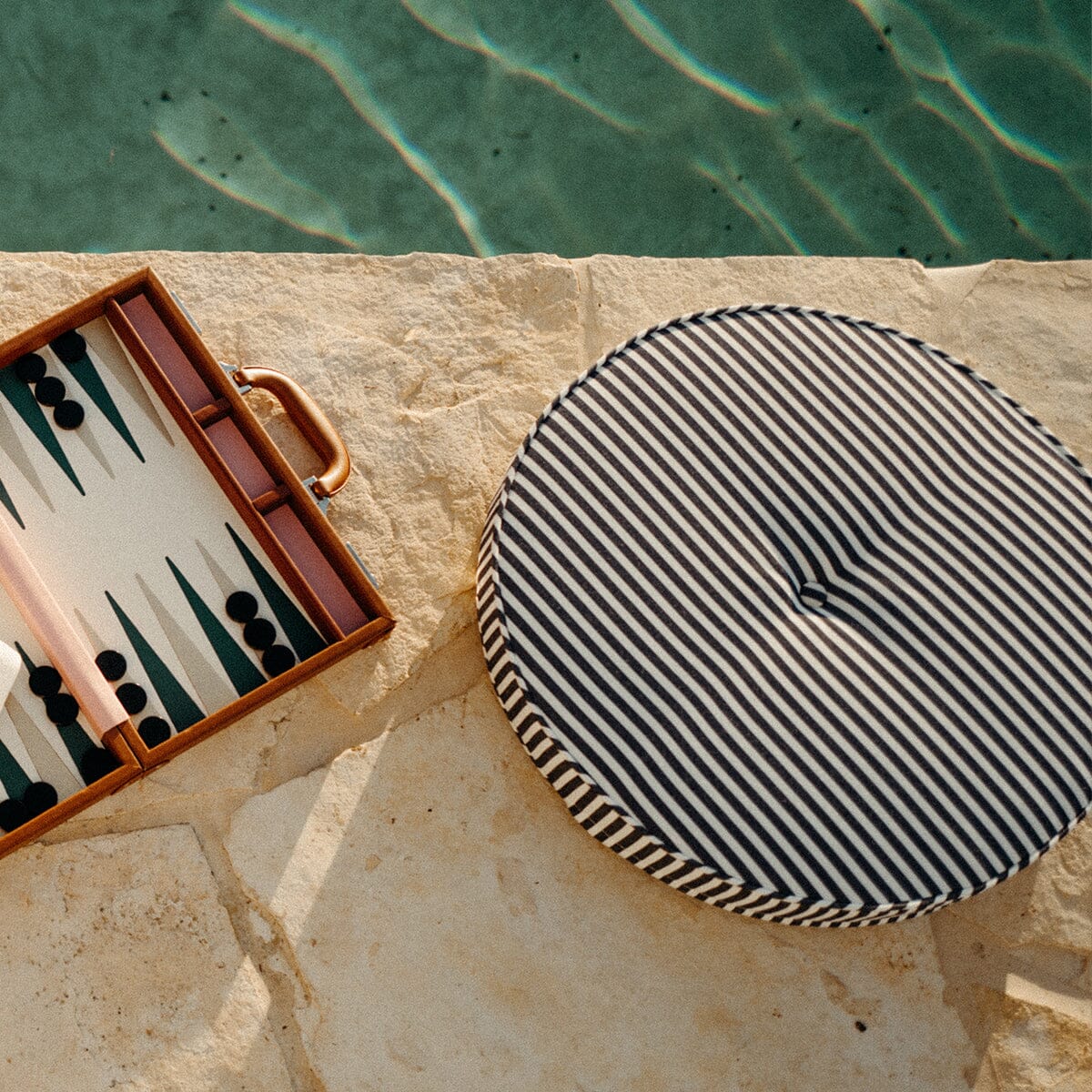 The Circular Pillow - Laurens Navy Stripe Circular Pillow Business & Pleasure Co