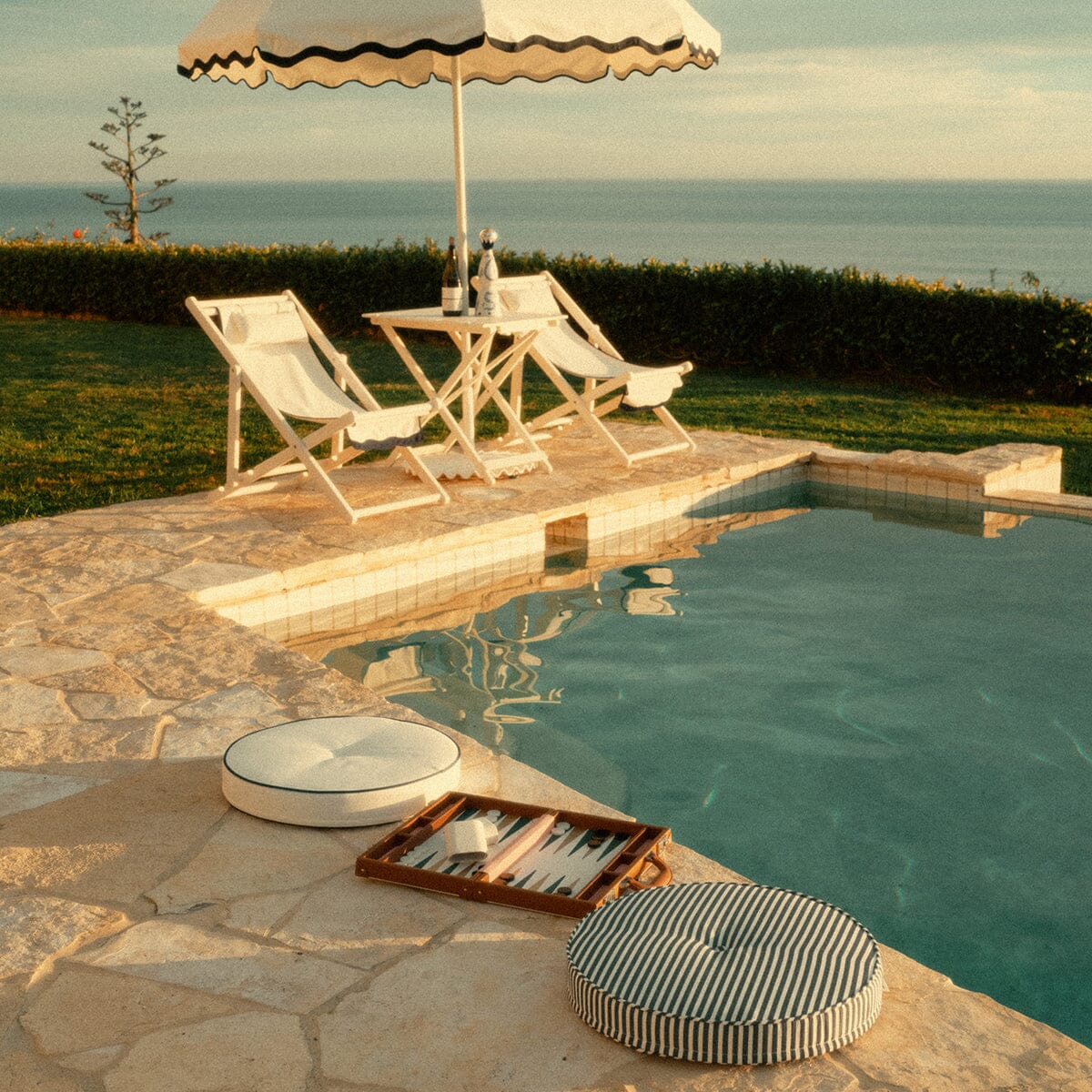 The Circular Pillow - Laurens Navy Stripe Circular Pillow Business & Pleasure Co