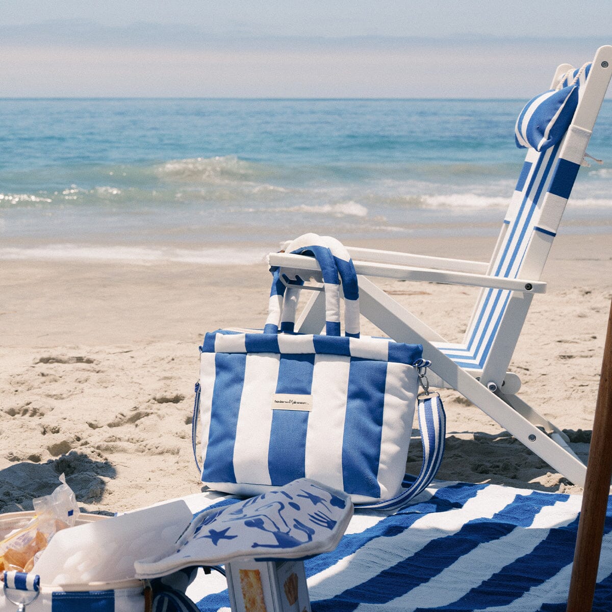 The Cloud Cooler Tote Bag - Crew Mediterranean Blue Stripe Cloud Cooler Tote Bag Business & Pleasure Co.