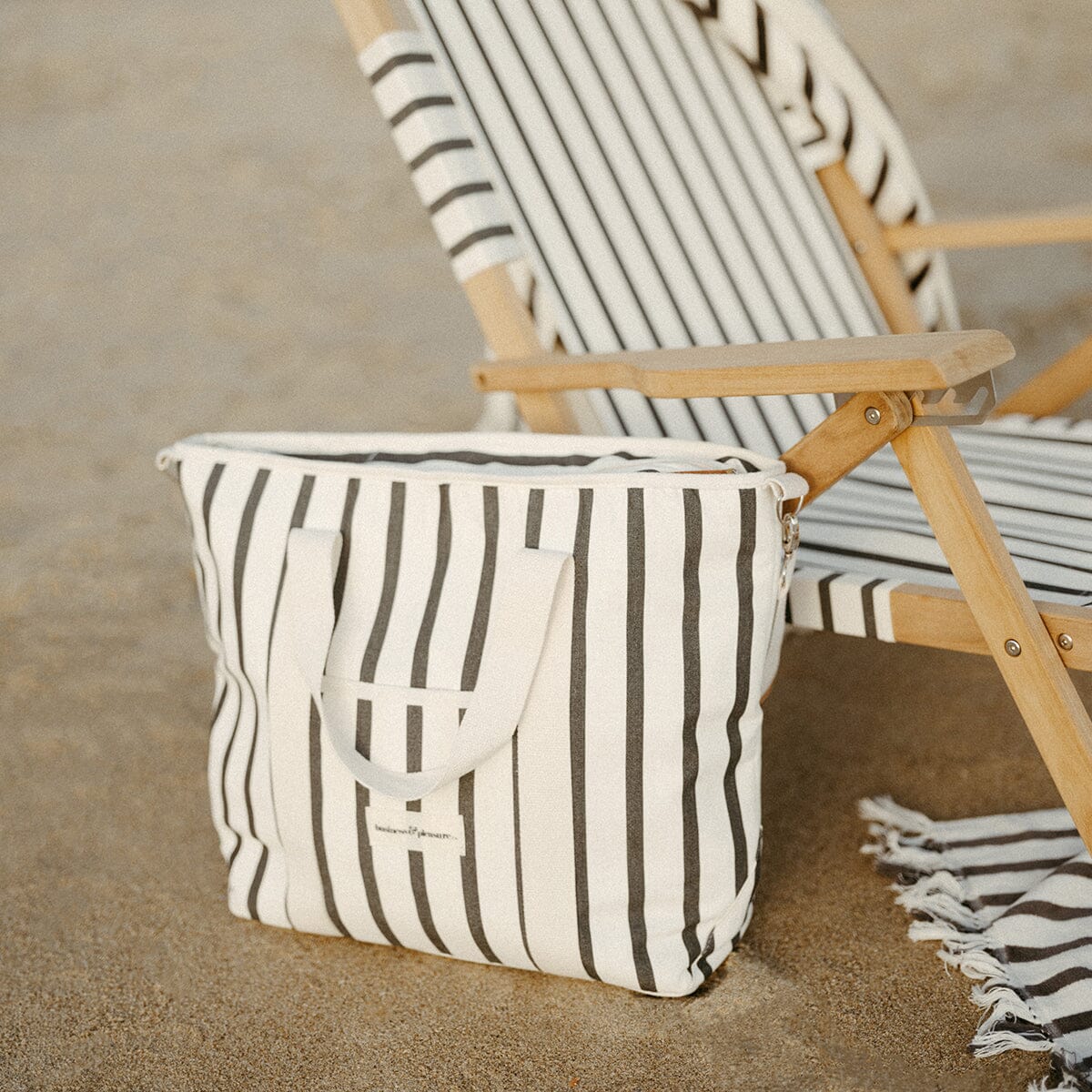 The Cooler Tote Bag - Monaco Black Stripe Cooler Tote Business & Pleasure Co