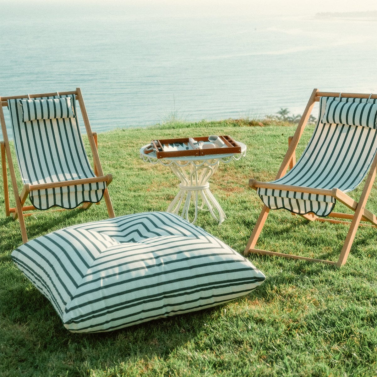 The Floor Pillow - Monaco Black Stripe Floor Pillow Business & Pleasure Co.