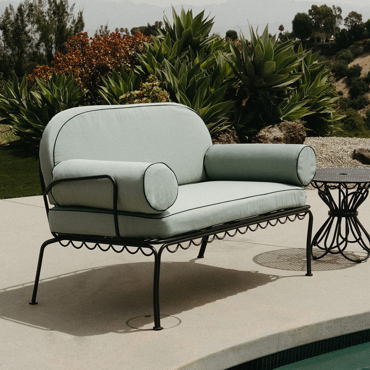 The Al Fresco Love Seat Cushion Cover Set - Rivie Green Al Fresco Love Seat Cushion Set Business & Pleasure Co.