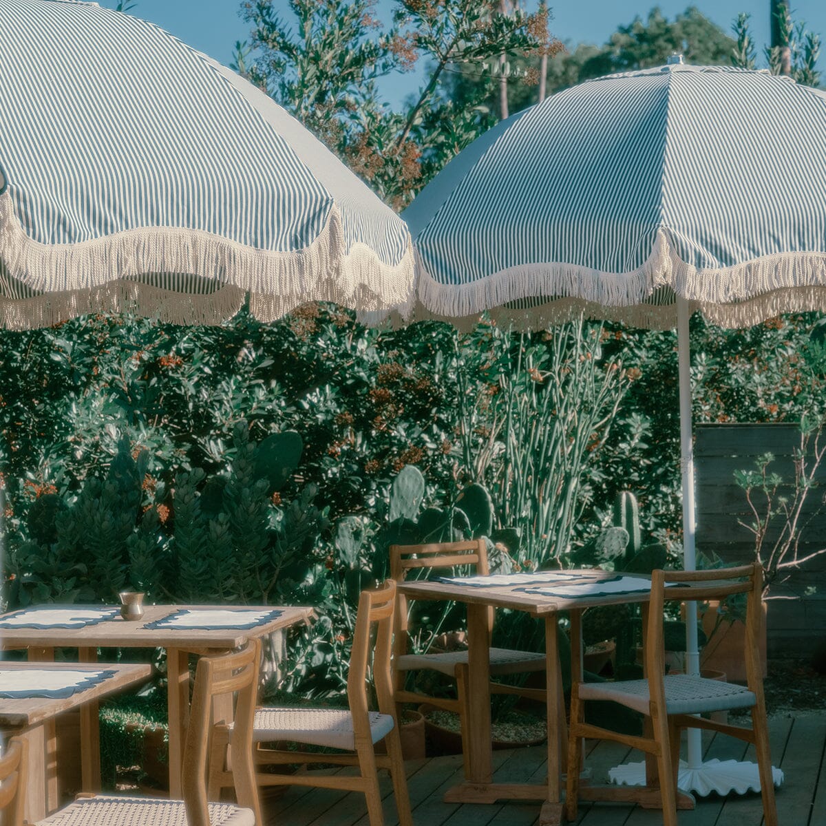 The Patio Umbrella - Lauren's Navy Stripe Patio Umbrella Business & Pleasure Co. 