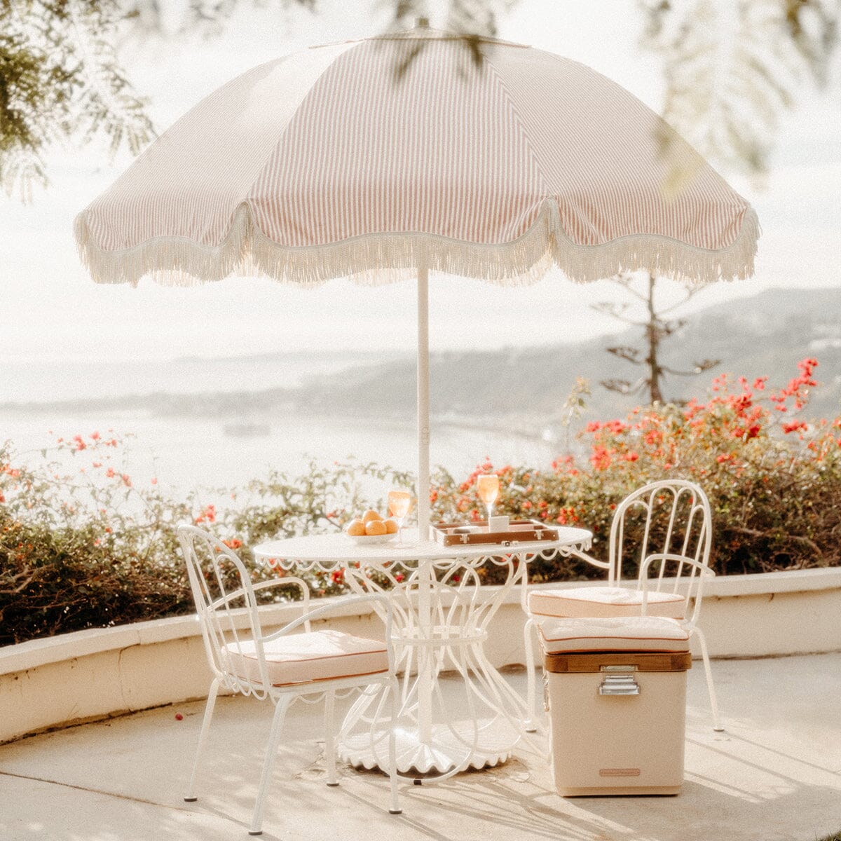 The Patio Umbrella - Lauren's Pink Stripe Patio Umbrella Business & Pleasure Co.