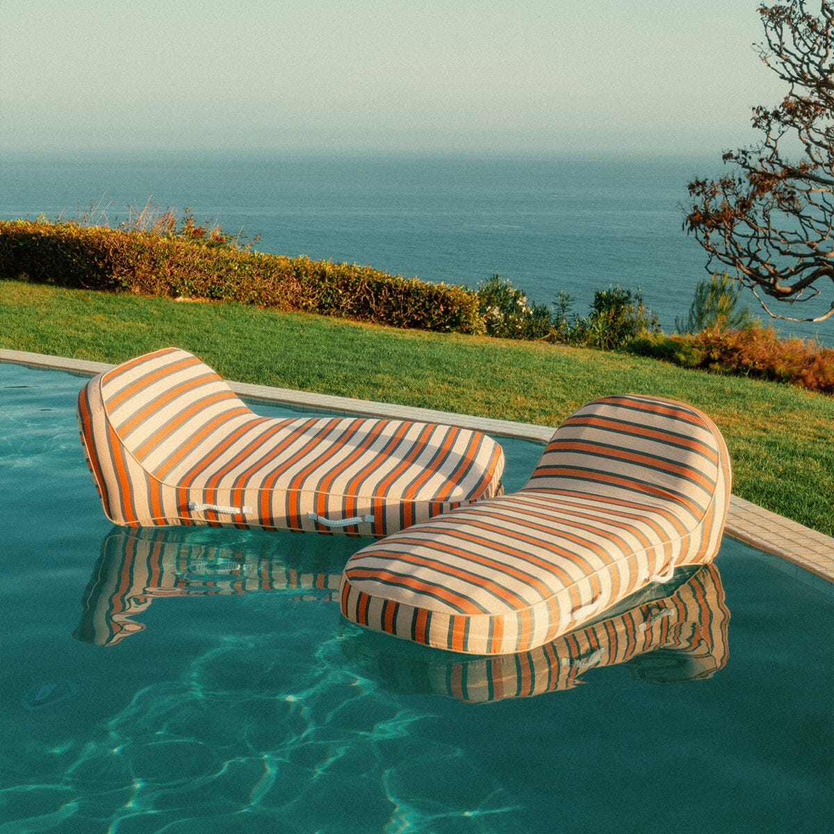 The XL Pool Lounger - Bistro Dusty Pink Stripe Pool Lounger Business & Pleasure Co.