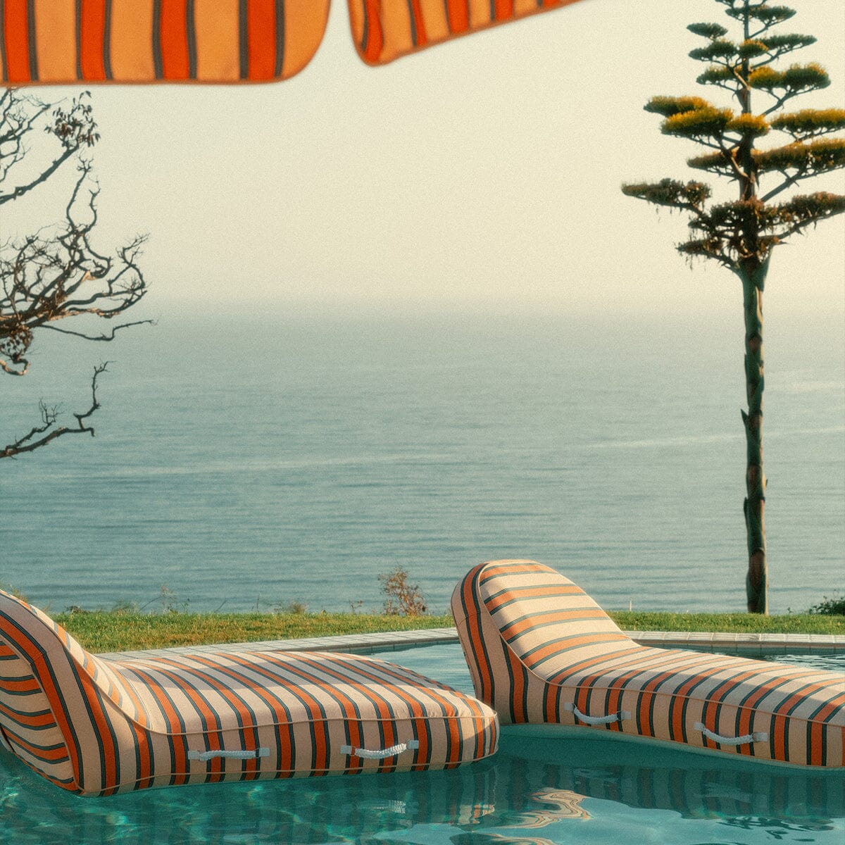 The Pool Lounger - Bistro Dusty Pink Stripe Pool Lounger Business & Pleasure Co.