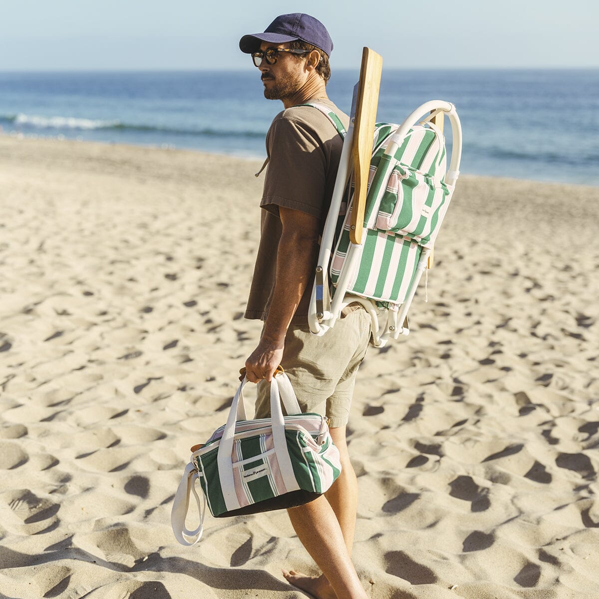 The Premium Cooler Bag - Bistro Green Stripe Premium Cooler Business & Pleasure Co.