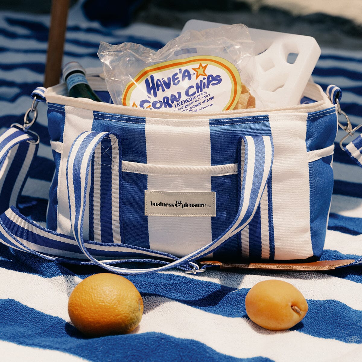 The Premium Cooler Bag - Crew Mediterranean Blue Stripe Premium Cooler Business & Pleasure Co.