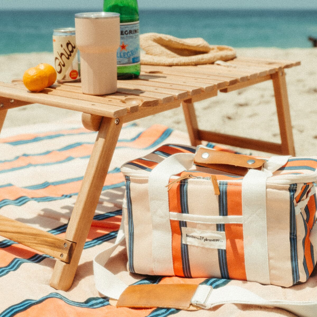 The Premium Cooler Bag - Bistro Dusty Pink Stripe Premium Cooler Business & Pleasure Co