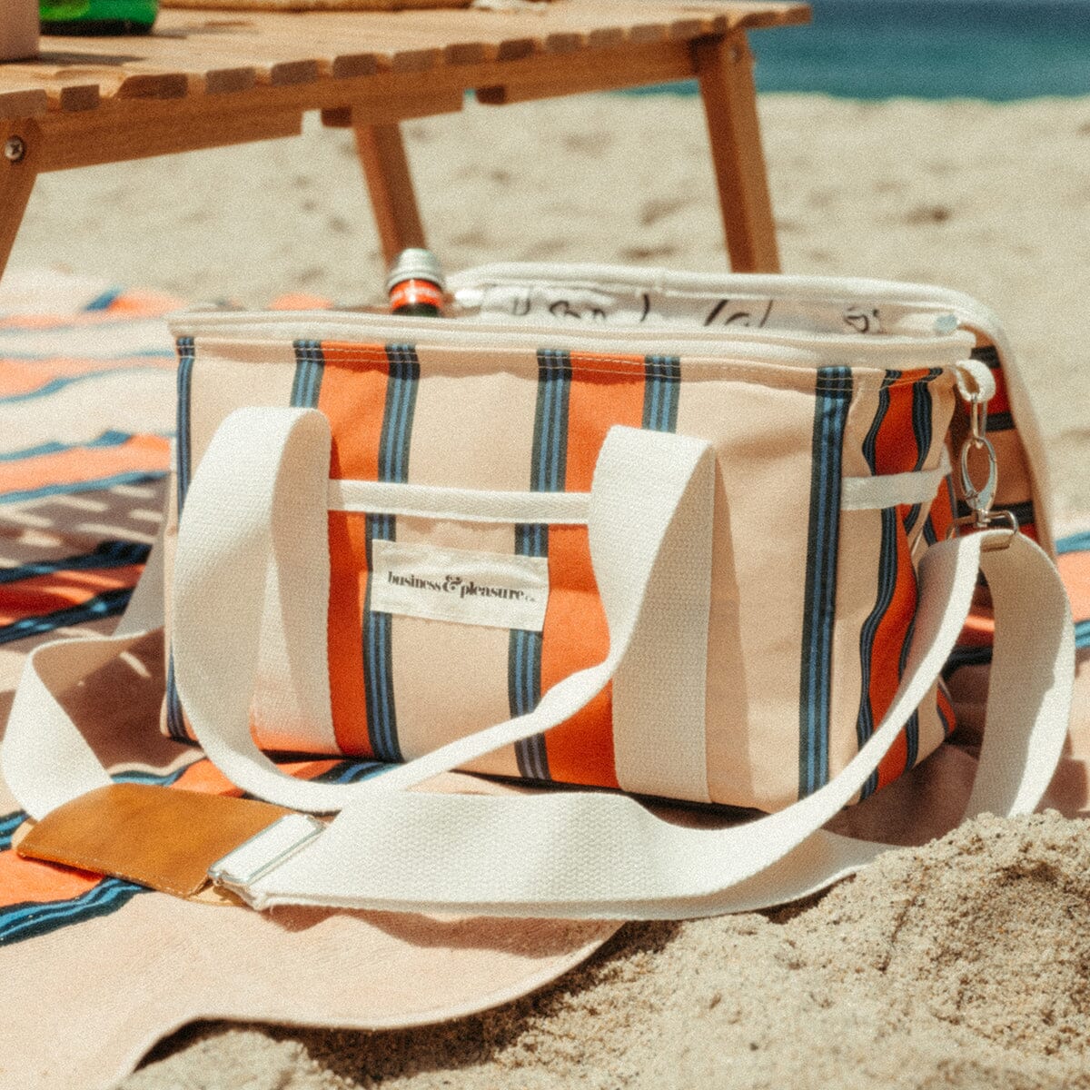 The Premium Cooler Bag - Bistro Dusty Pink Stripe Premium Cooler Business & Pleasure Co