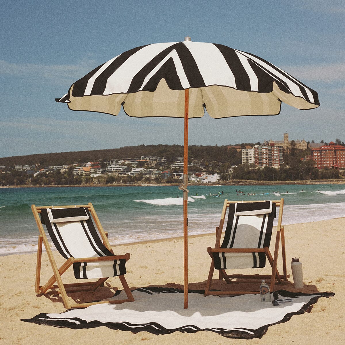 The Premium Beach Umbrella - Coco Republic - Black White Premium Beach Umbrella Business & Pleasure Co.