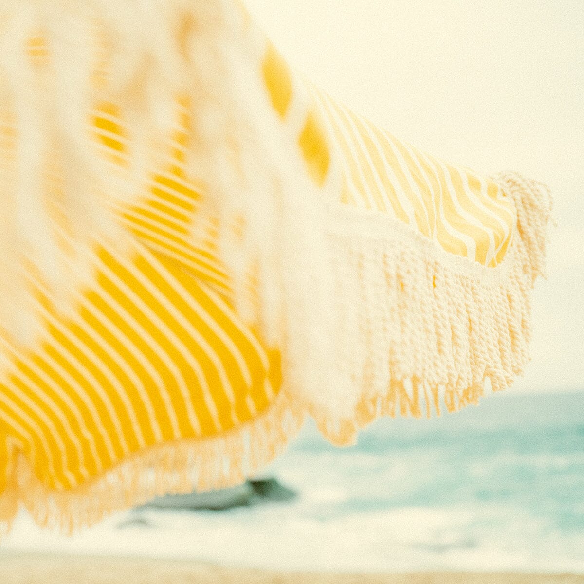 The Premium Beach Umbrella - Monaco Mimosa Stripe Premium Beach Umbrella Business & Pleasure Co