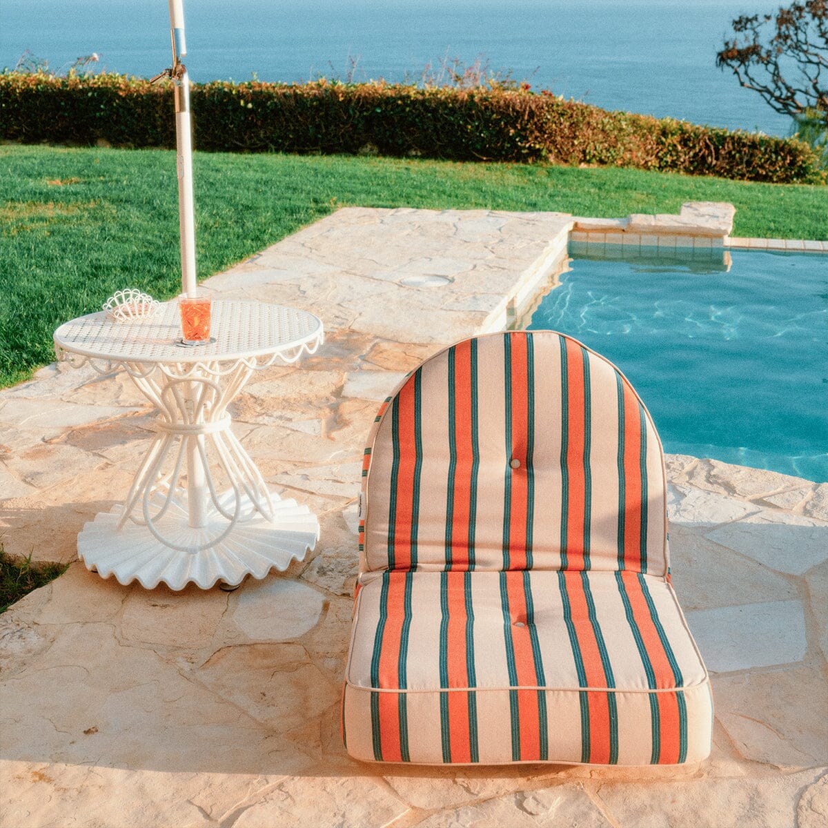 The Reclining Pillow Lounger - Bistro Dusty Pink Stripe Reclining Lounger Business & Pleasure Co.