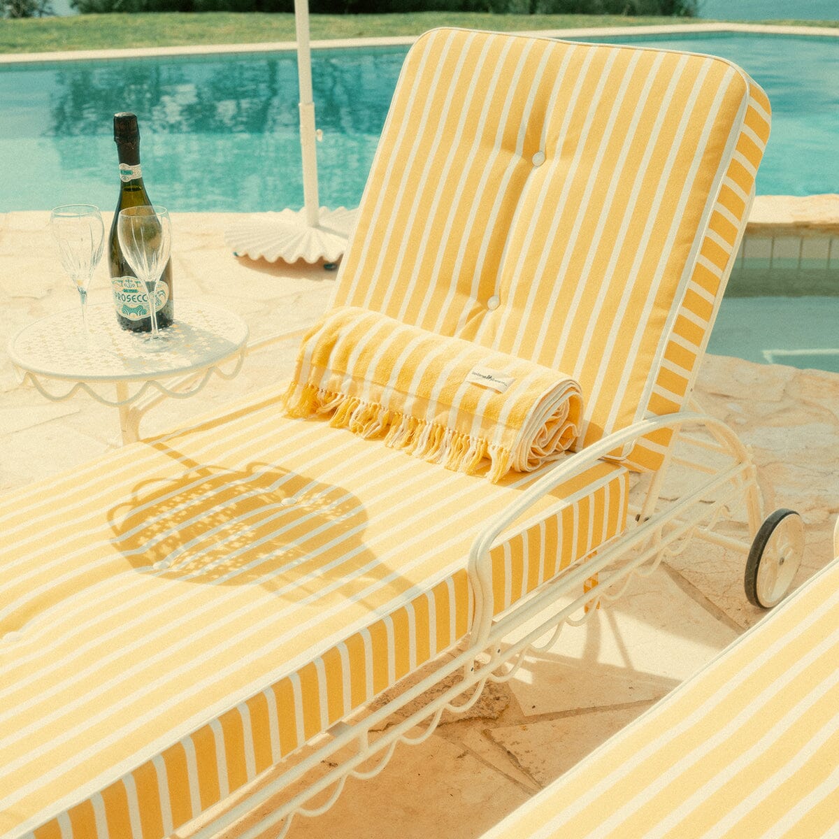 The Al Fresco Sun Lounger Cushion - Monaco Mimosa Stripe Al Fresco Sun Lounger Cushions Business & Pleasure Co