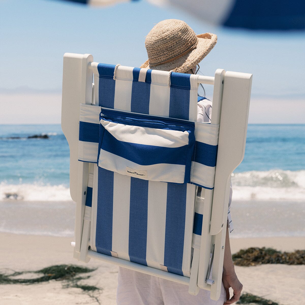 The Tommy Chair - Acacia White - Crew Mediterranean Blue Stripe Tommy Chair Business & Pleasure Co.