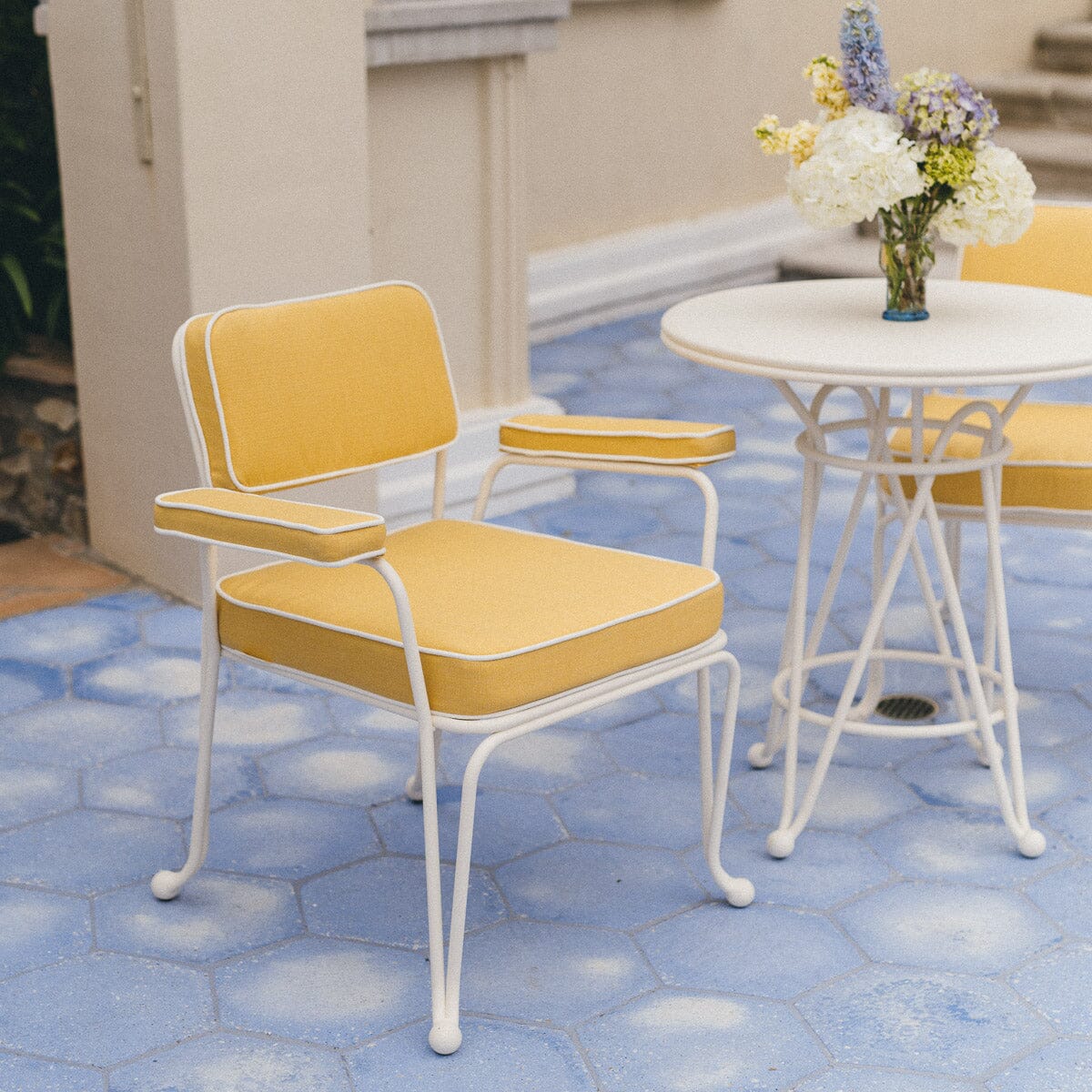 The Waterhouse Dining Chair in Sunbleached Yellow | Antique White Frame Bundle Business & Pleasure Co.