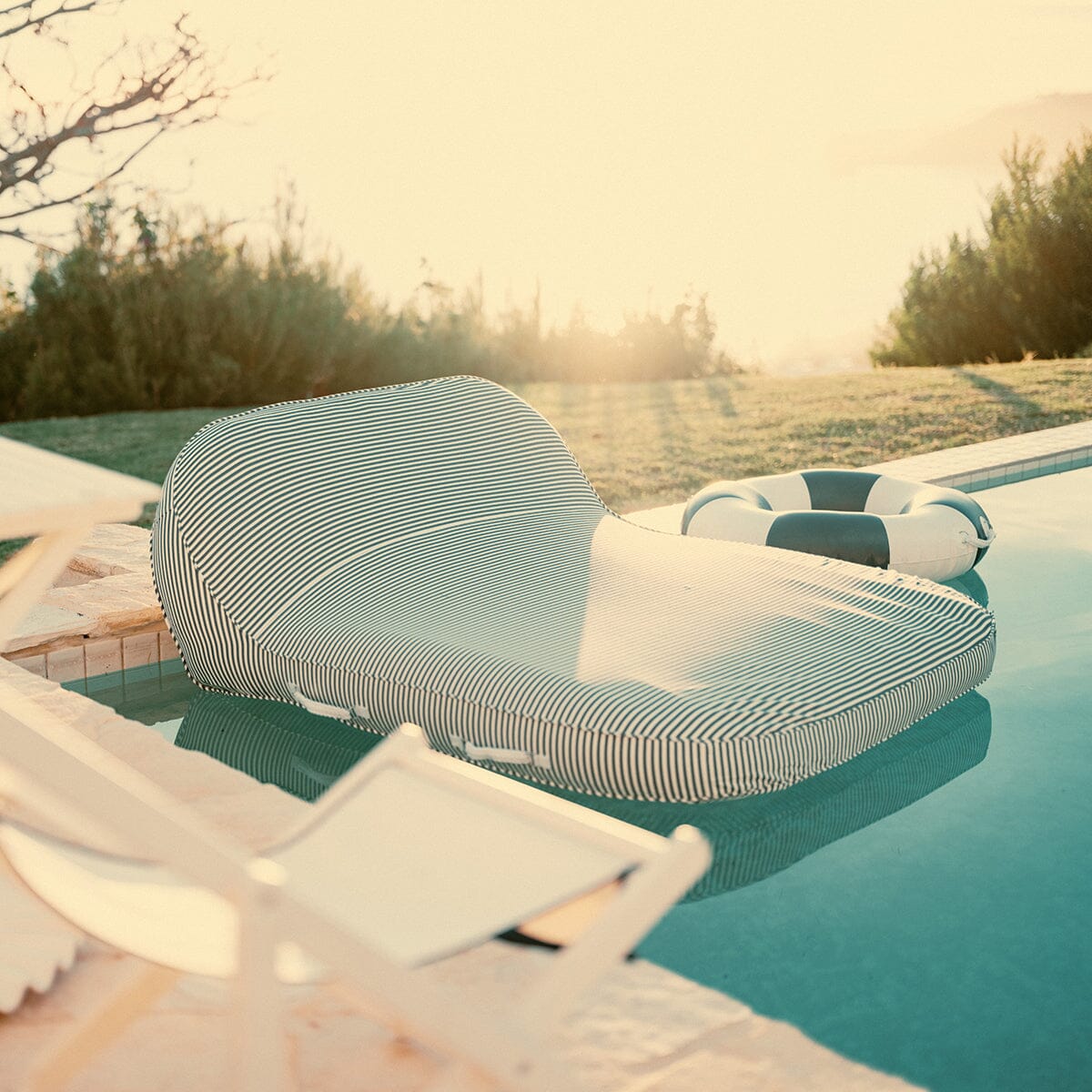 The XL Pool Lounger - Laurens Navy Stripe Pool Lounger Business & Pleasure Co