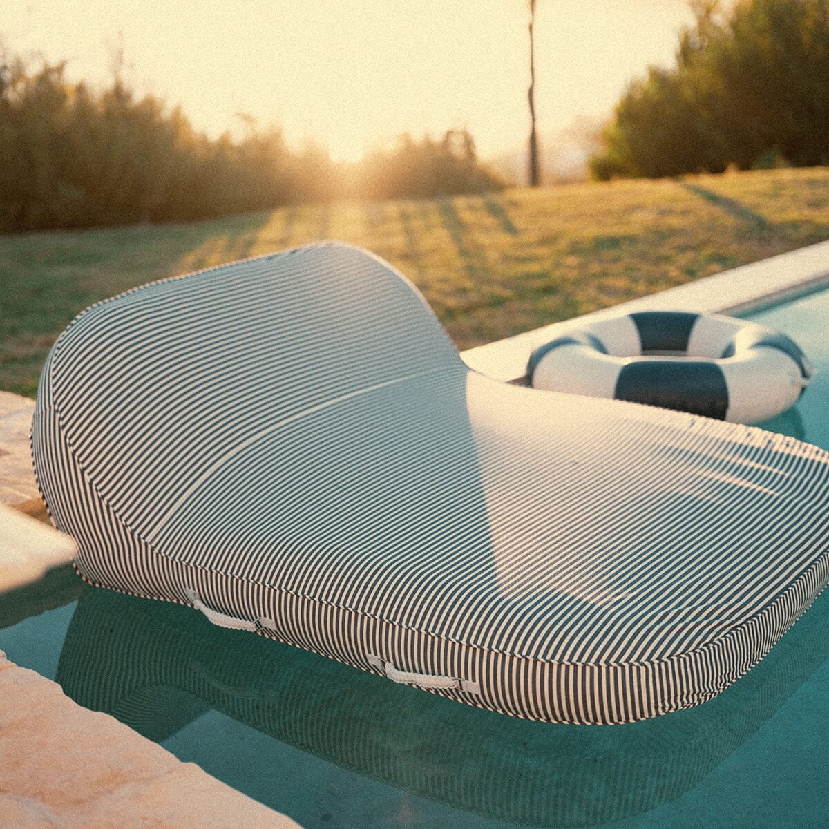 The XL Pool Lounger - Laurens Navy Stripe Pool Lounger Business & Pleasure Co