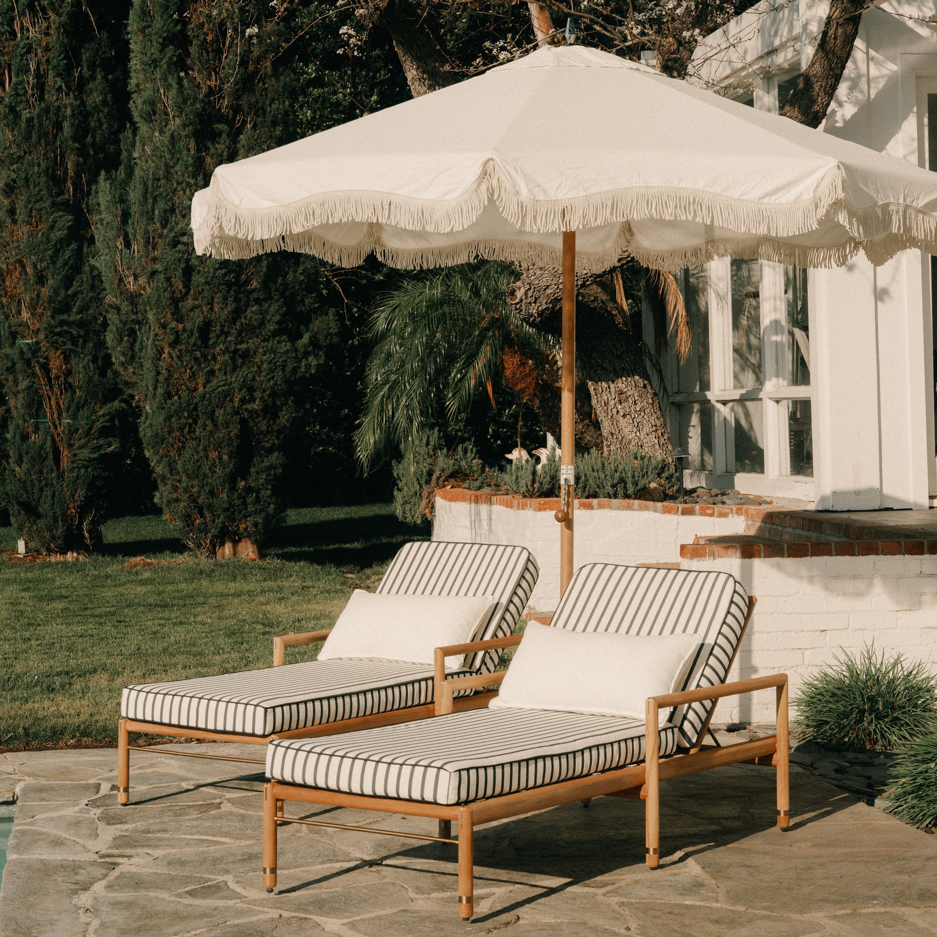 Product image of The Resort Market Umbrella in Antique White | 10' Transfer Teak Frame Resort Market Bundle Business & Pleasure Co.