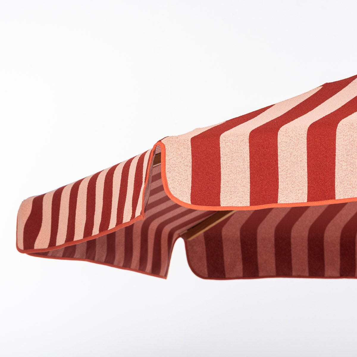 The Resort Market Umbrella - Terry Terracotta Stripe | Transfer Teak Frame Resort Market Bundle Business & Pleasure Co.