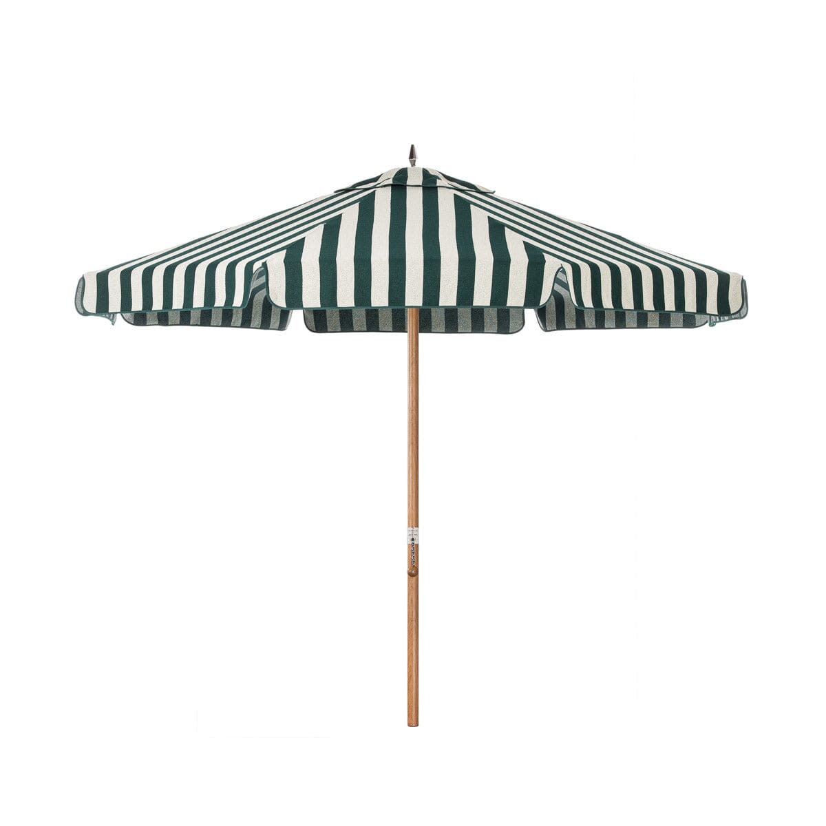 The Resort Market Umbrella Terry Green Stripe Canopy Transfer Teak Frame
