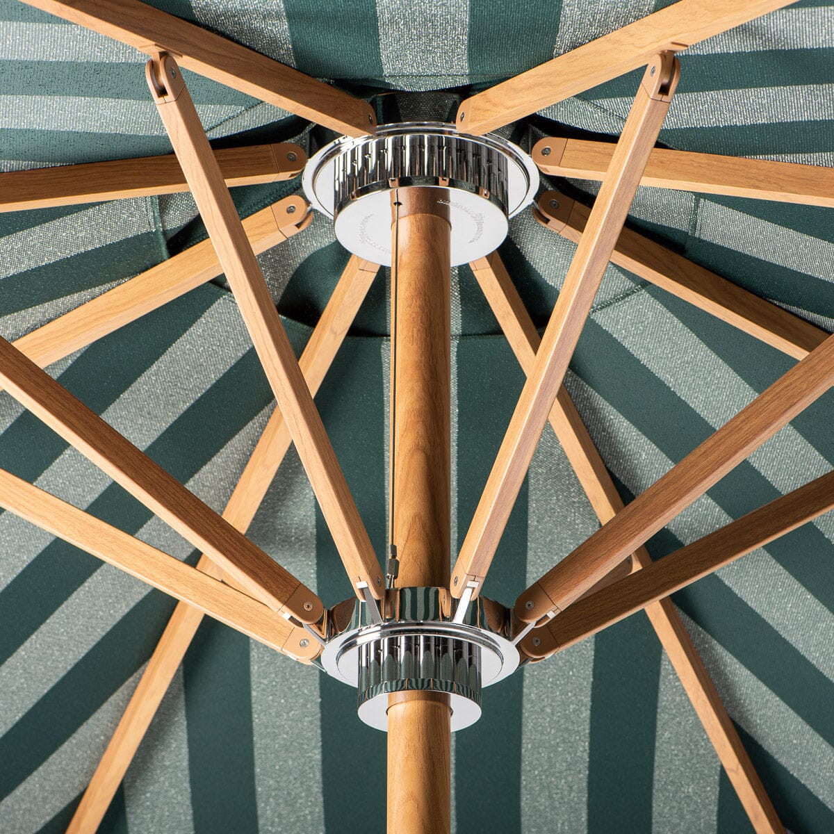 The Resort Market Umbrella in Terry Green Stripe | Transfer Teak Frame Resort Market Bundle Business & Pleasure Co.