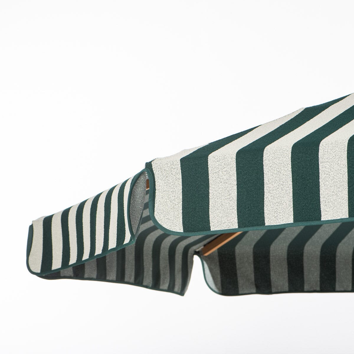The Resort Market Umbrella in Terry Green Stripe | Transfer Teak Frame Resort Market Bundle Business & Pleasure Co.