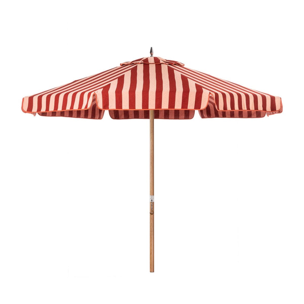 The Resort Market Umbrella in Terry Terracotta Stripe | Transfer Teak Frame Resort Market Bundle Business & Pleasure Co.