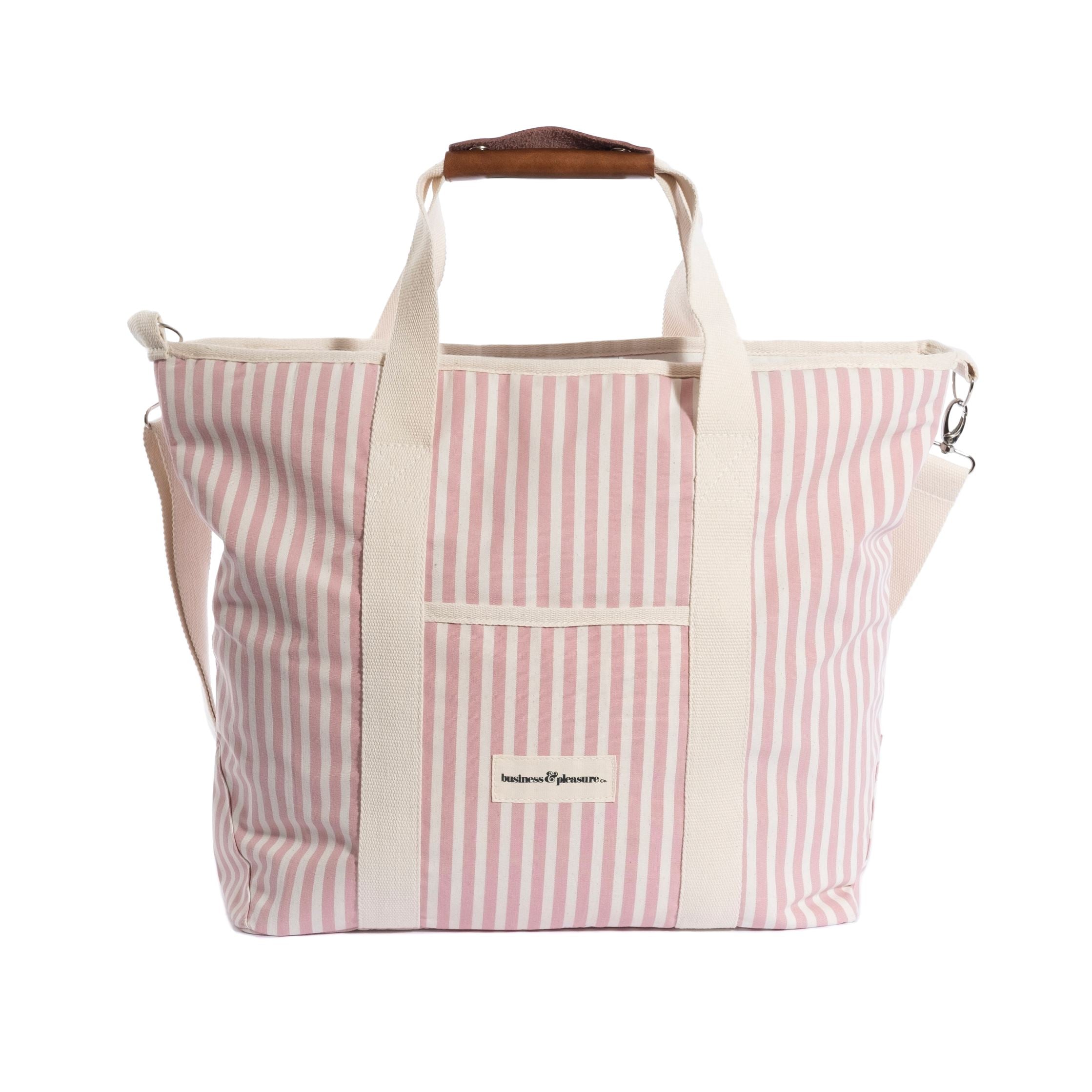 The Cooler Tote Bag - Lauren's Pink Stripe Cooler Tote Business & Pleasure Co