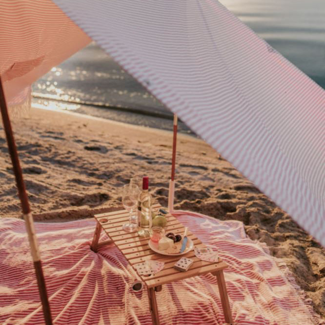The Beach Blanket - Lauren's Pink Stripe Beach Blanket Business & Pleasure Co