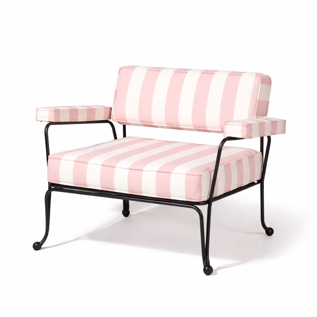Waterhouse Accent Chair in Crew Pink Stripe | Vintage Black Frame