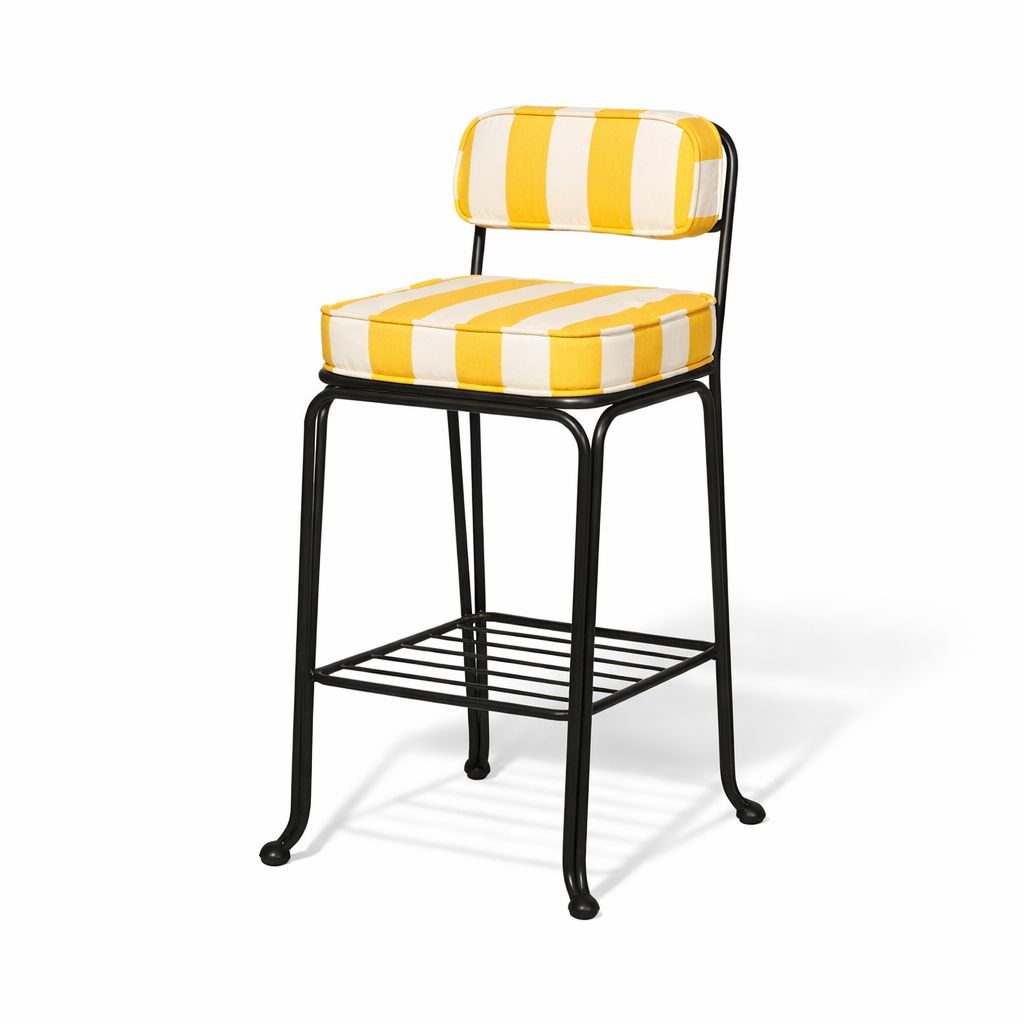 Waterhouse Bistro Stool in Crew Mimosa Yellow Stripe | Vintage Black Frame Waterhouse Bistro Stool Kit Business & Pleasure Co.
