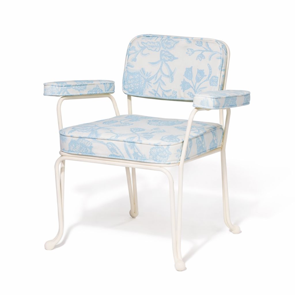 Product image of Waterhouse Dining Chair in Hanalei Bay Blue Jacquard | Antique White Frame Waterhouse Dining Chair Kit Business & Pleasure Co.
