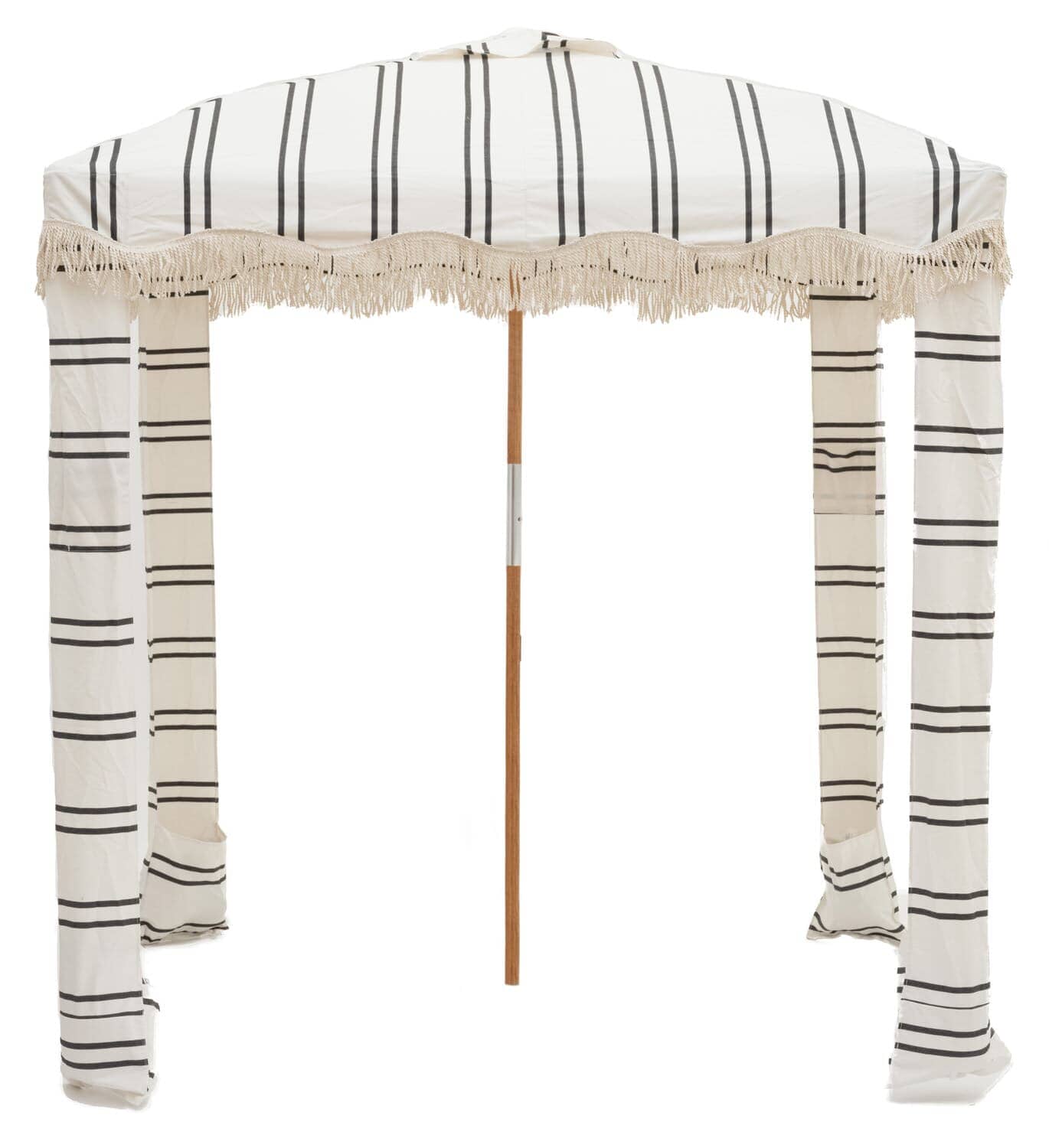 Studio image of black two stripe cabana