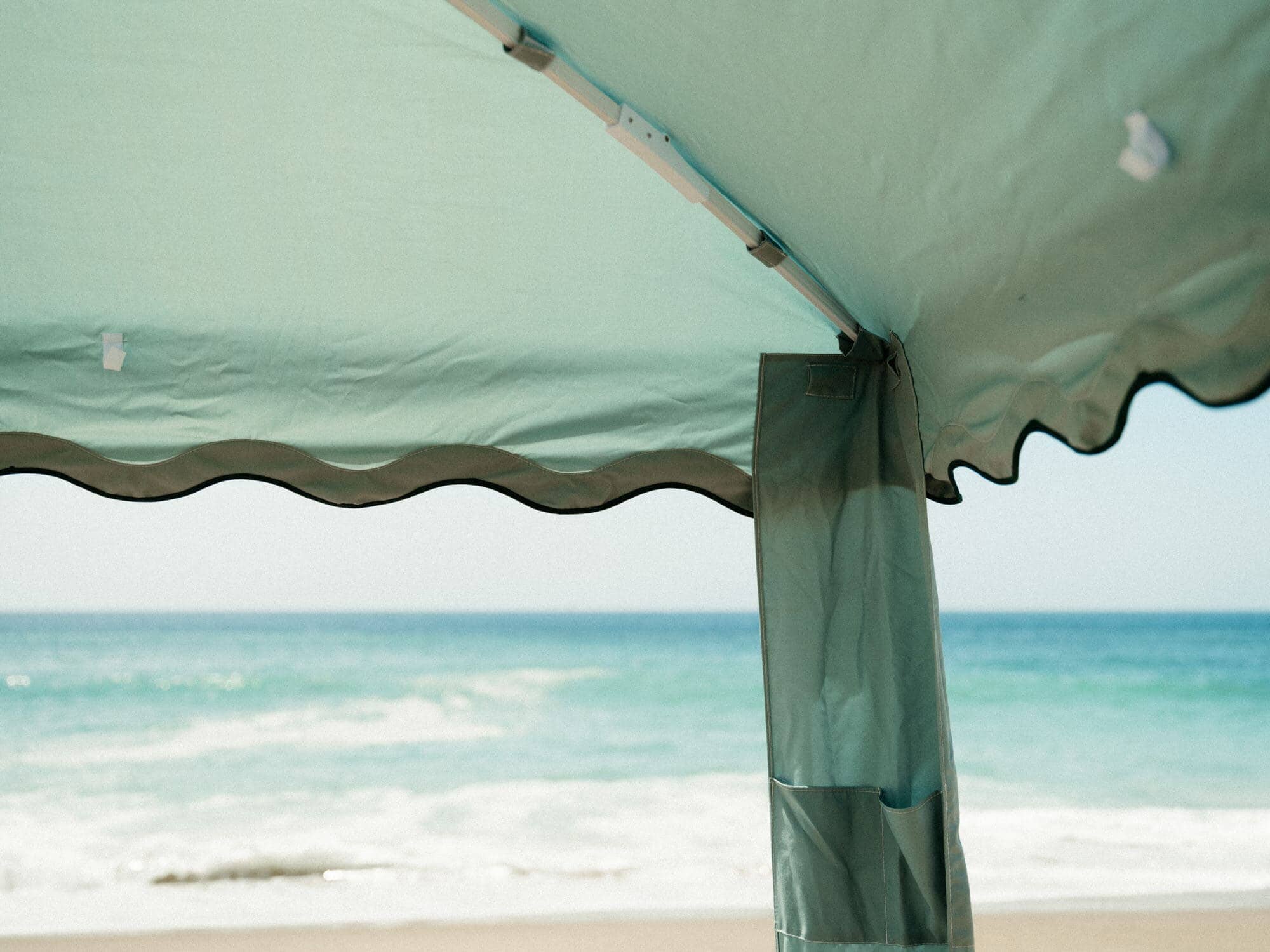 Close up of corner of cabana arm