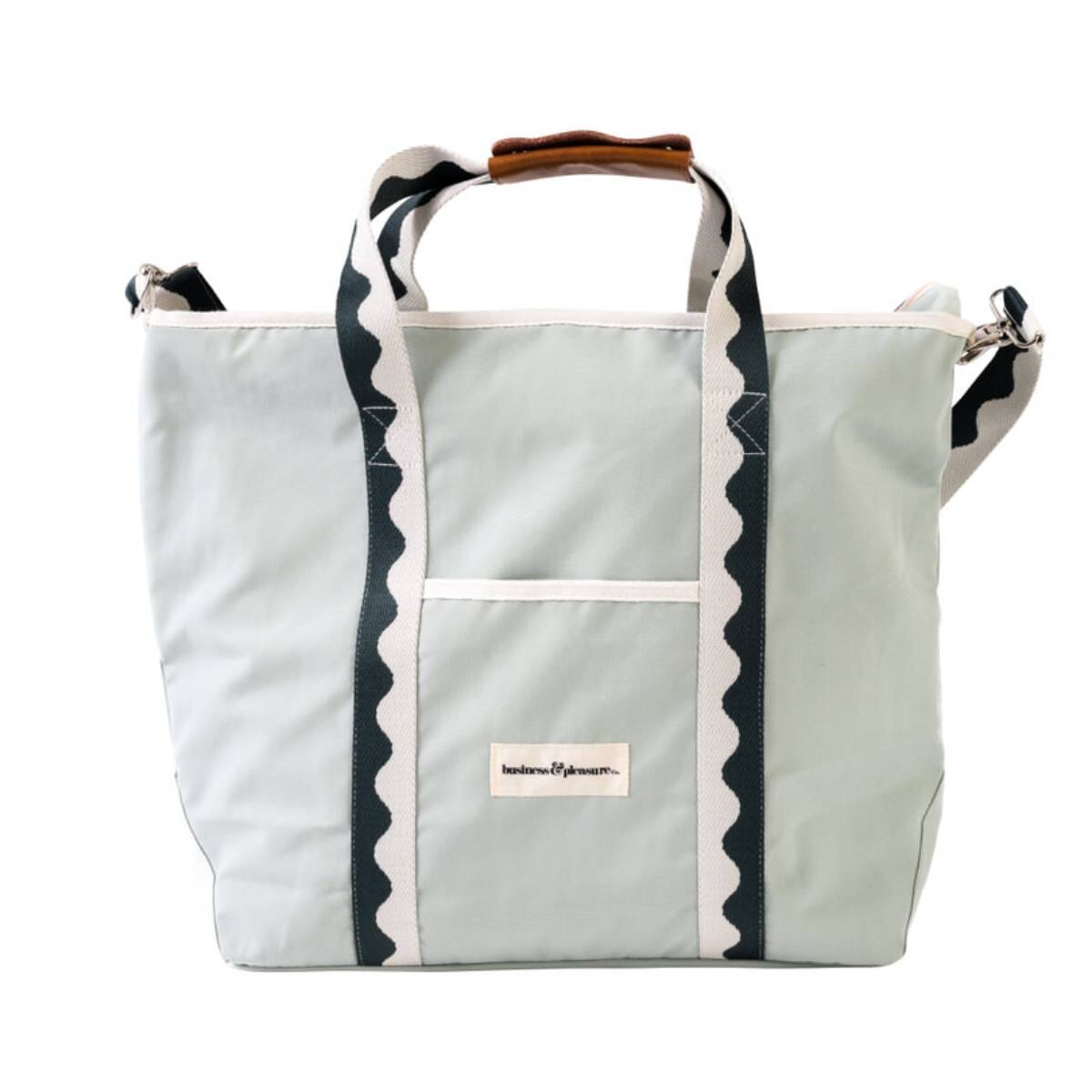 Studio image of riviera green cooler tote
