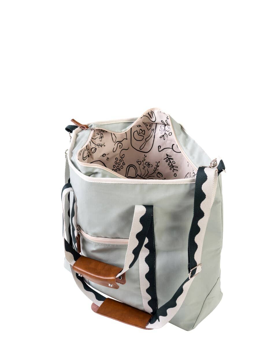 Studio image of riviera green cooler tote
