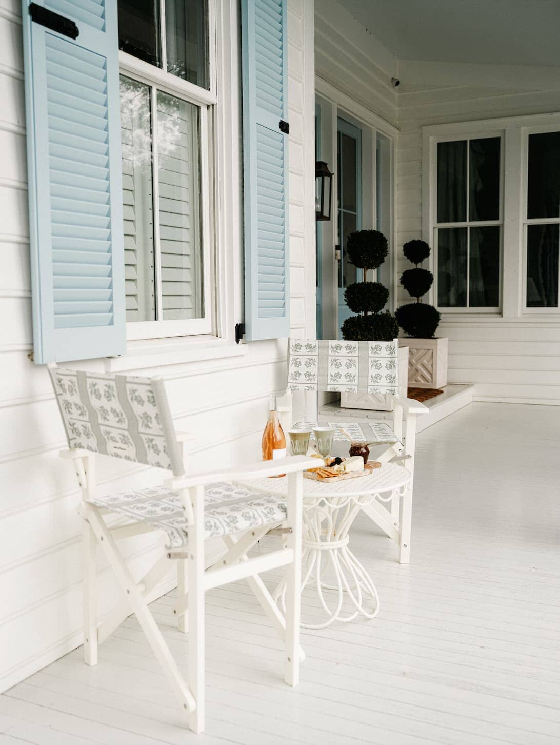 Balcony with directors chars and table