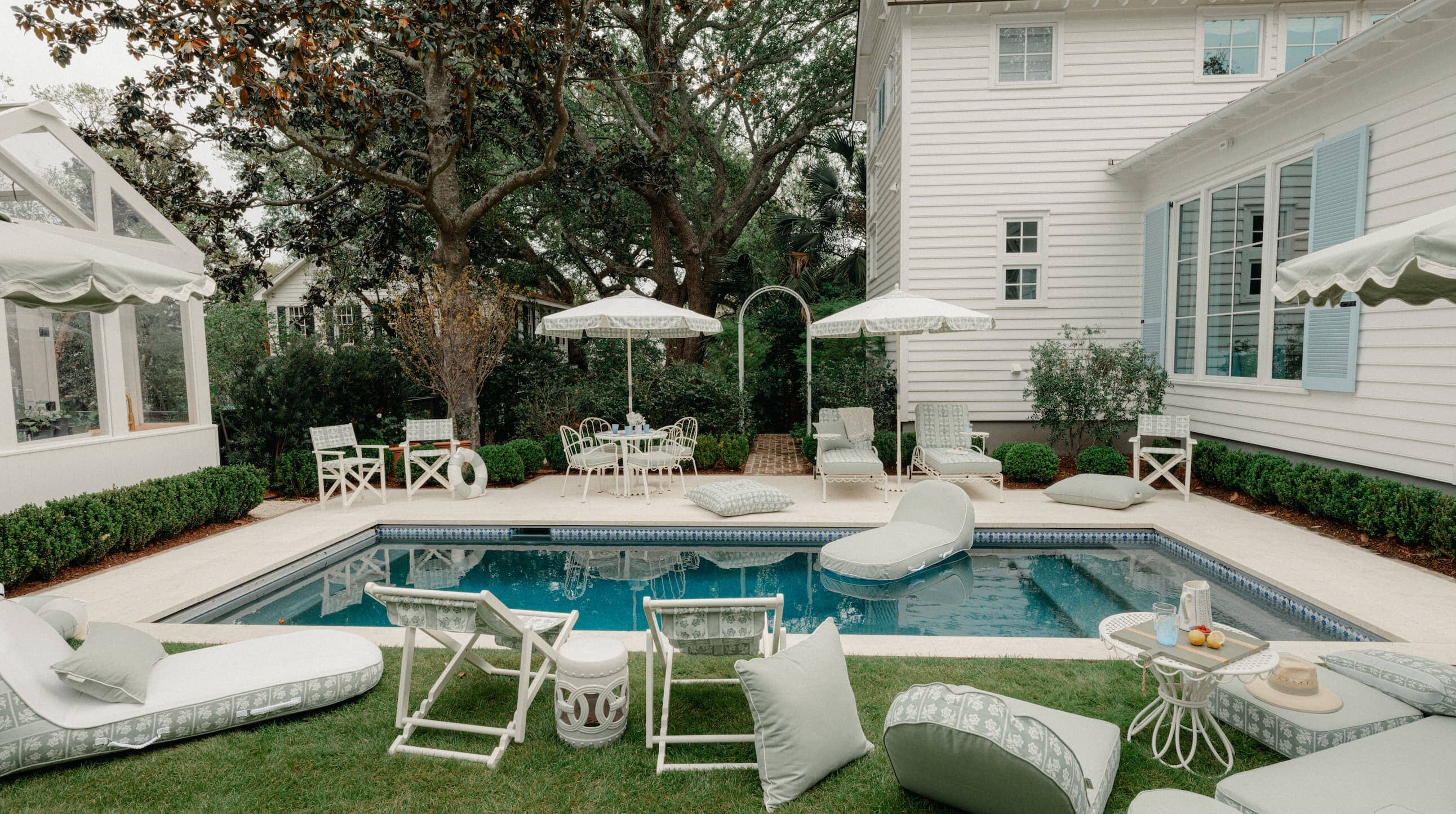 Backyard with pool and outdoor furniture