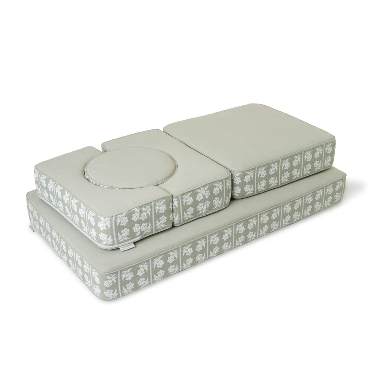 Studio image of jacquard modular pillow stack
