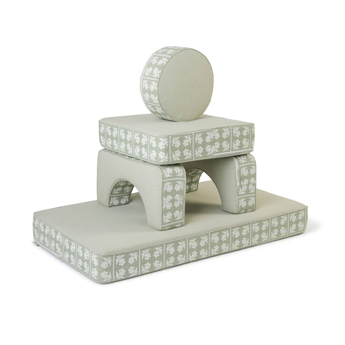 Studio image of jacquard modular pillow stack