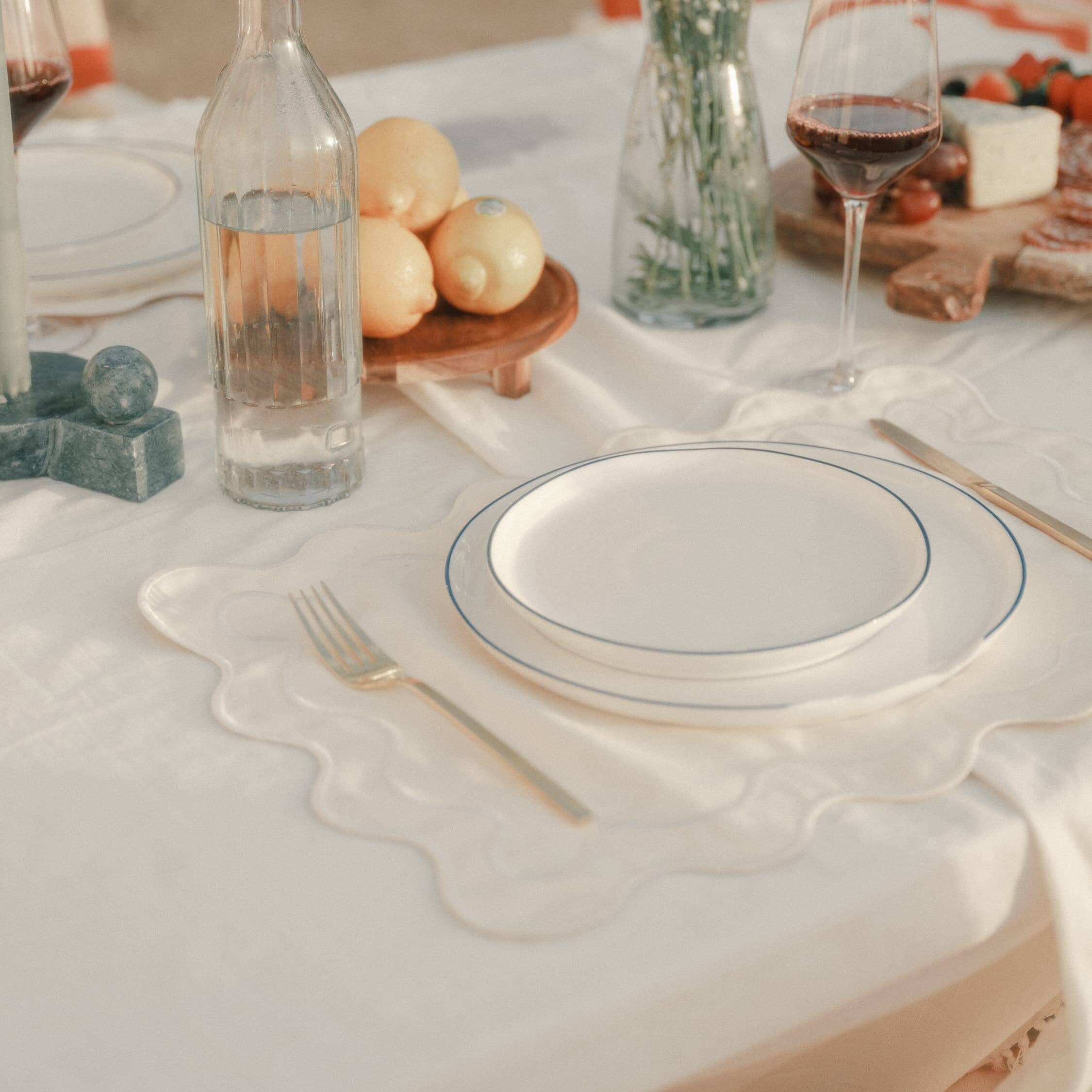 Al fresco dining table with placemats