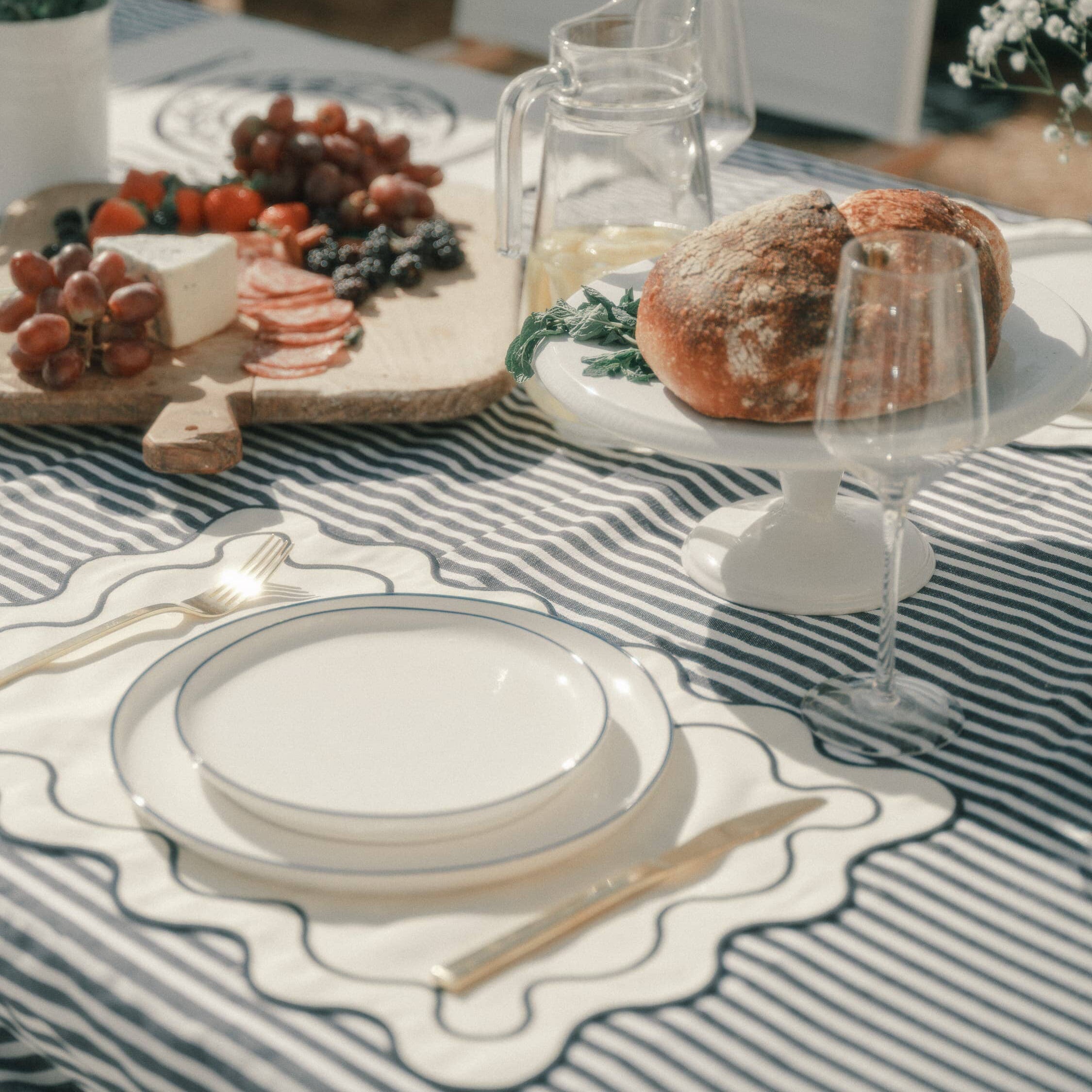 Al fresco dining table with placemats