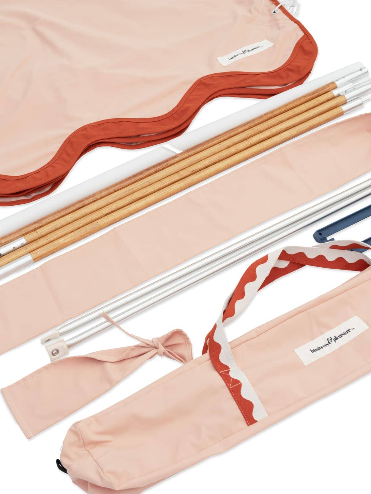 Studio flat lay image of riviera pink tent