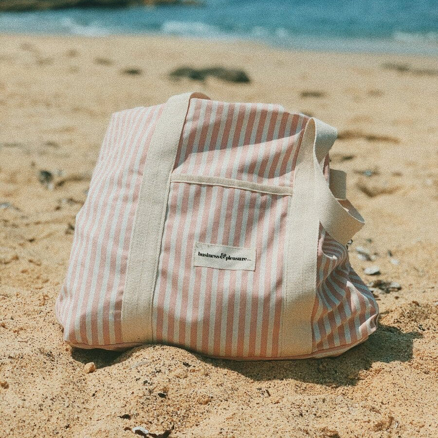 The Beach Bag - Lauren's Pink Stripe Beach Bag Business & Pleasure Co