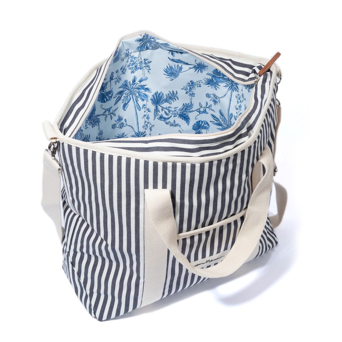 The Cooler Tote Bag - Lauren's Navy Stripe Cooler Tote Business & Pleasure Co