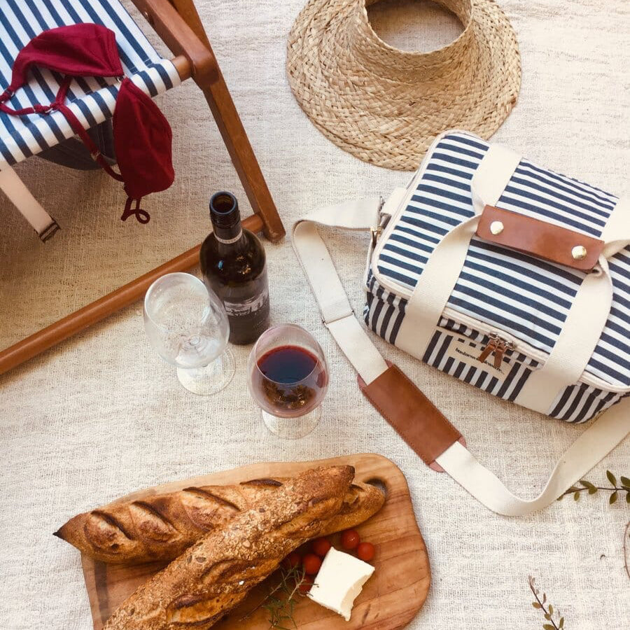 The Premium Cooler Bag - Lauren's Navy Stripe Premium Cooler Business & Pleasure Co