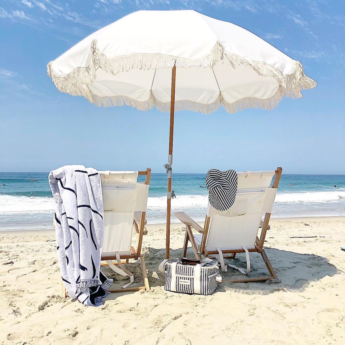 The Premium Cooler Bag - Lauren's Navy Stripe Premium Cooler Business & Pleasure Co