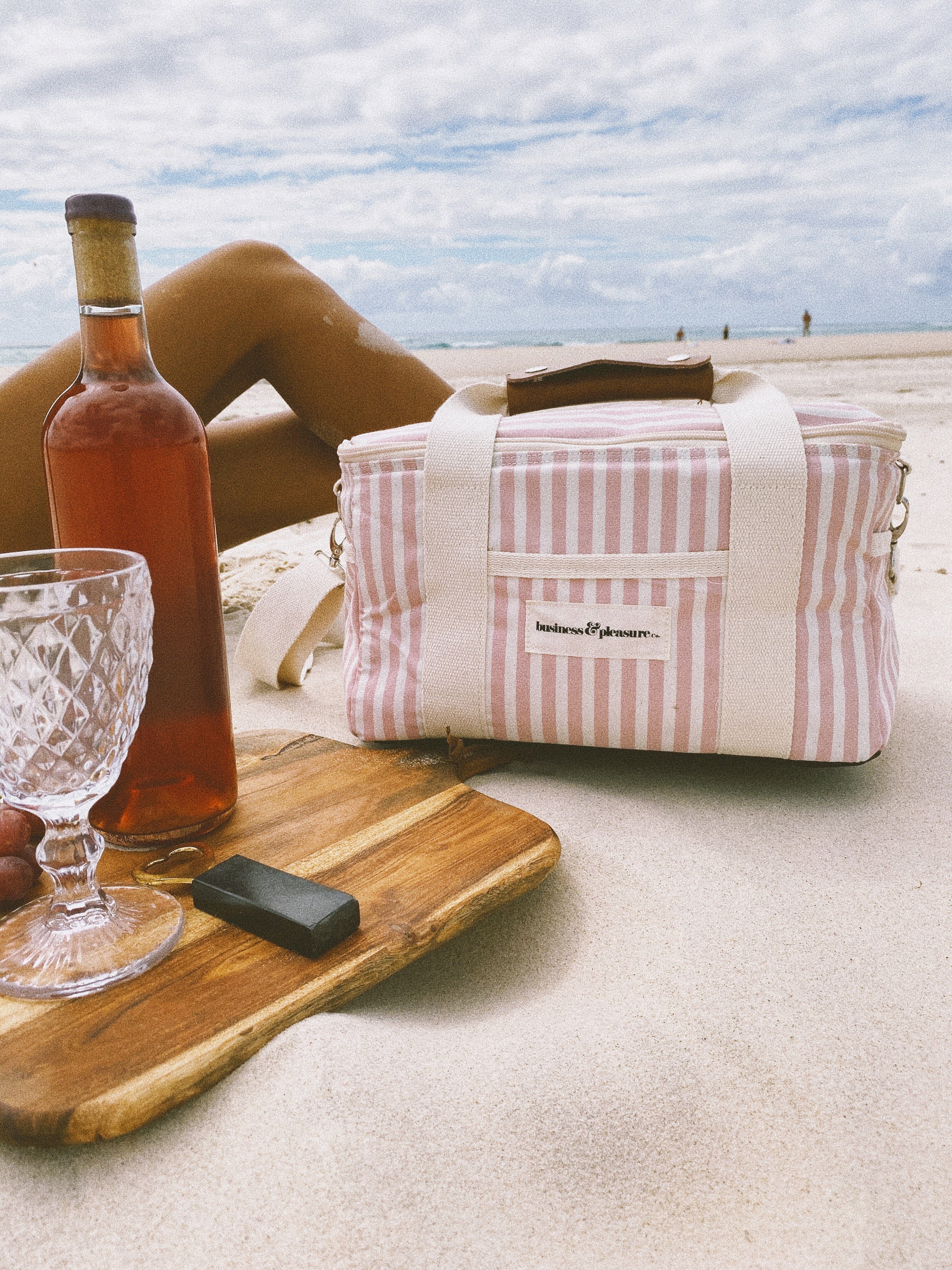 The Premium Cooler Bag - Lauren's Pink Stripe Premium Cooler Business & Pleasure Co 